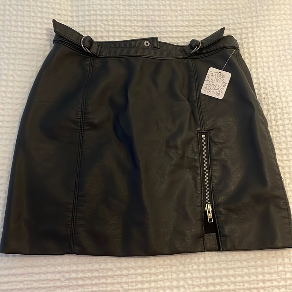 black leather free people skirt never NWT